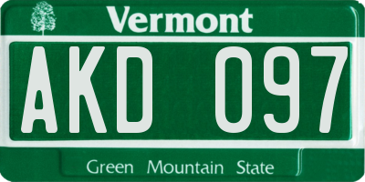 VT license plate AKD097