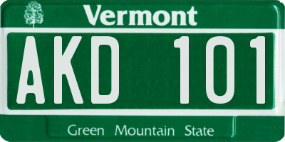 VT license plate AKD101