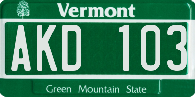 VT license plate AKD103