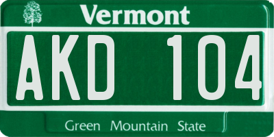 VT license plate AKD104
