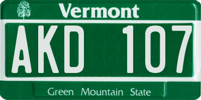 VT license plate AKD107