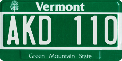 VT license plate AKD110