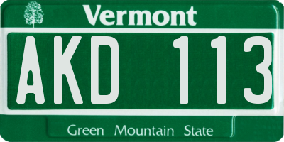 VT license plate AKD113