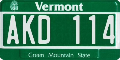 VT license plate AKD114