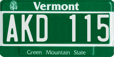 VT license plate AKD115