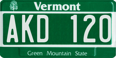 VT license plate AKD120