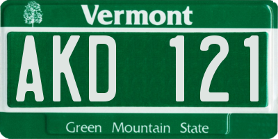 VT license plate AKD121