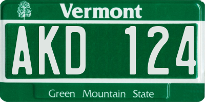 VT license plate AKD124