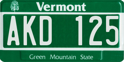 VT license plate AKD125