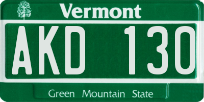 VT license plate AKD130