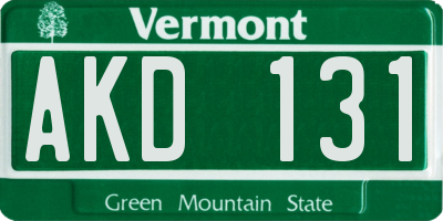VT license plate AKD131