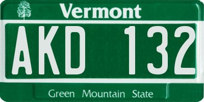 VT license plate AKD132