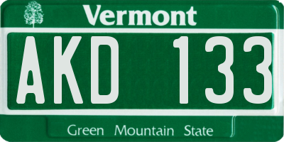 VT license plate AKD133