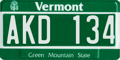 VT license plate AKD134