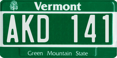 VT license plate AKD141