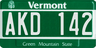 VT license plate AKD142