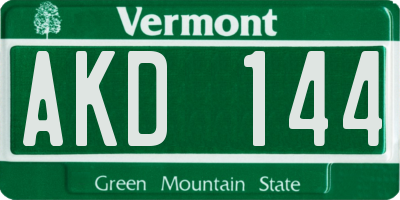 VT license plate AKD144