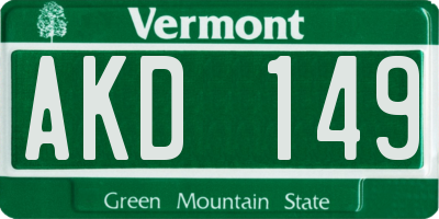 VT license plate AKD149