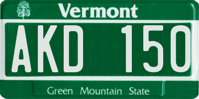 VT license plate AKD150