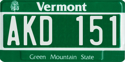 VT license plate AKD151