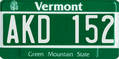 VT license plate AKD152