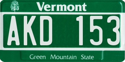 VT license plate AKD153