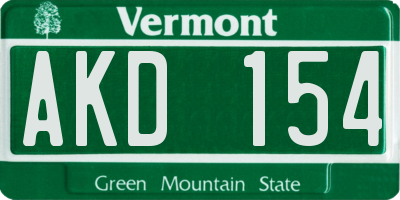 VT license plate AKD154