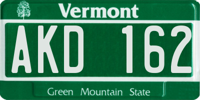VT license plate AKD162
