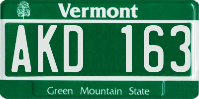 VT license plate AKD163