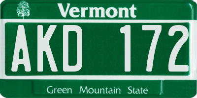 VT license plate AKD172
