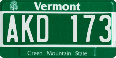 VT license plate AKD173
