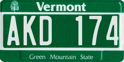 VT license plate AKD174