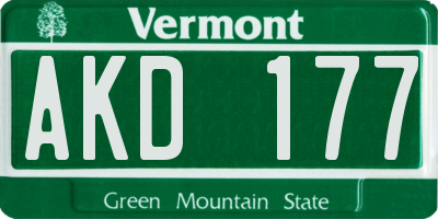 VT license plate AKD177