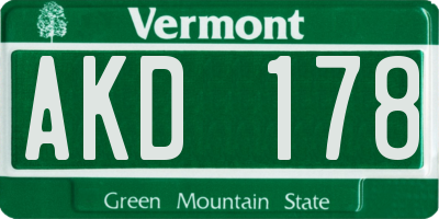 VT license plate AKD178