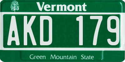 VT license plate AKD179
