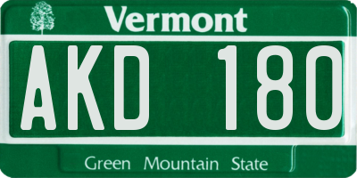 VT license plate AKD180