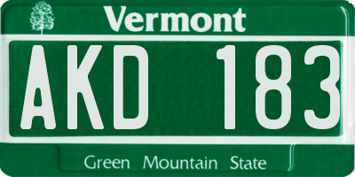 VT license plate AKD183