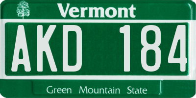 VT license plate AKD184