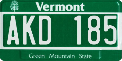 VT license plate AKD185