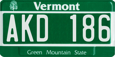 VT license plate AKD186