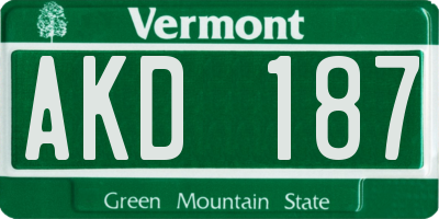 VT license plate AKD187