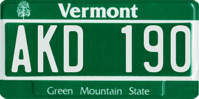 VT license plate AKD190