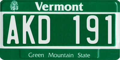 VT license plate AKD191