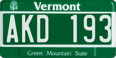 VT license plate AKD193