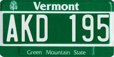 VT license plate AKD195
