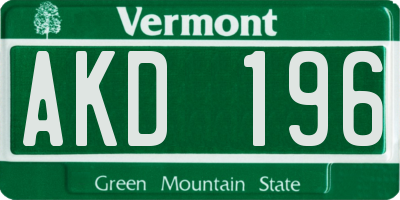 VT license plate AKD196