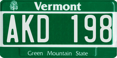 VT license plate AKD198