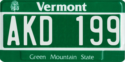 VT license plate AKD199