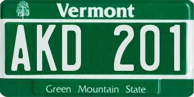 VT license plate AKD201