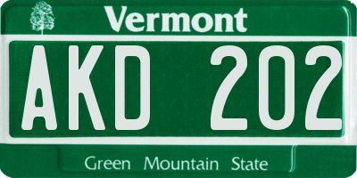 VT license plate AKD202